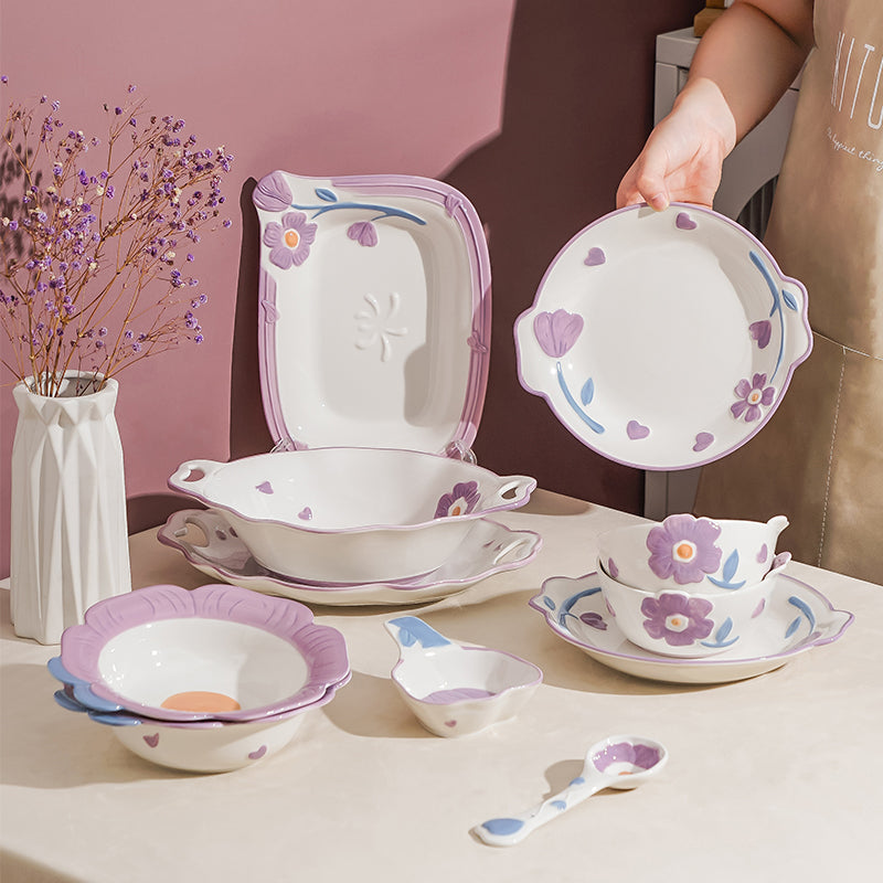 Cigarlemon Blooming Crape Myrtle Ceramic Dinnerware Set – 8 Pieces
