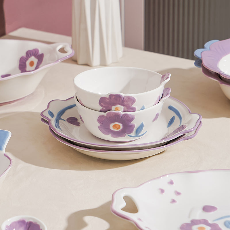 Cigarlemon Blooming Crape Myrtle Ceramic Dinnerware Set – 8 Pieces